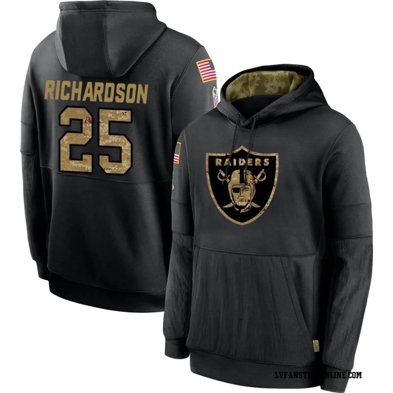 Black Men's Decamerion Richardson Las Vegas Raiders 2020 Salute to Service Sideline Performance Pullover Hoodie