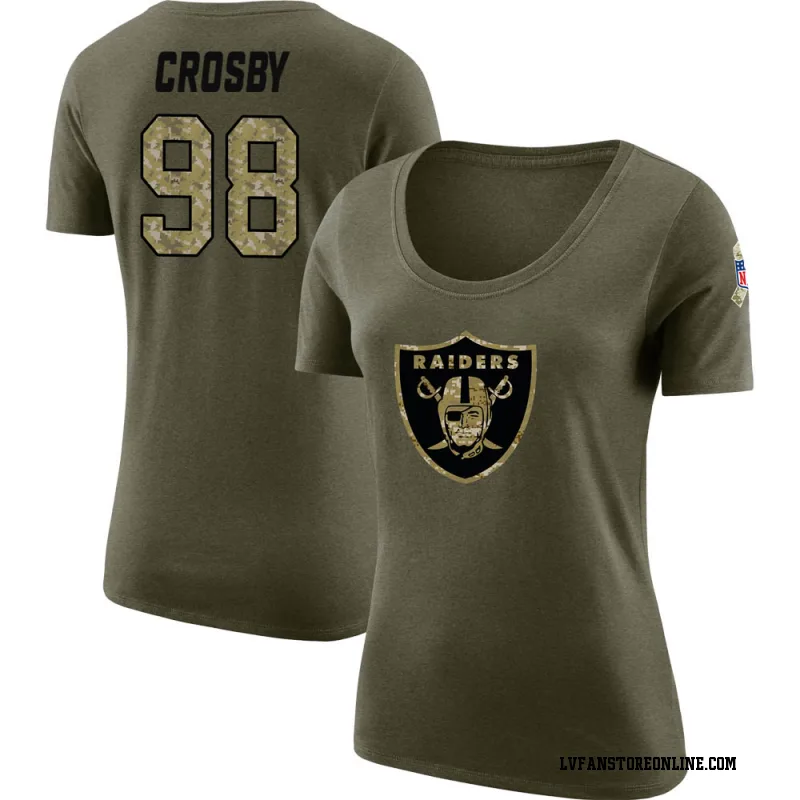 Olive Women's Maxx Crosby Las Vegas Raiders Salute to Service Legend Scoop Neck T-Shirt